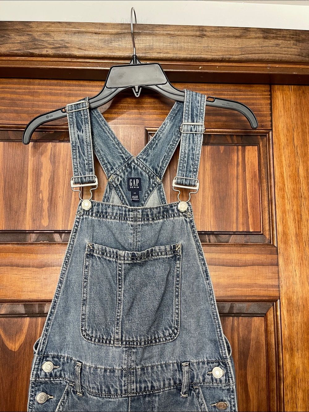 GAP womens Distressed Denim Short Overalls - Blue size XS - Picture 3 of 6